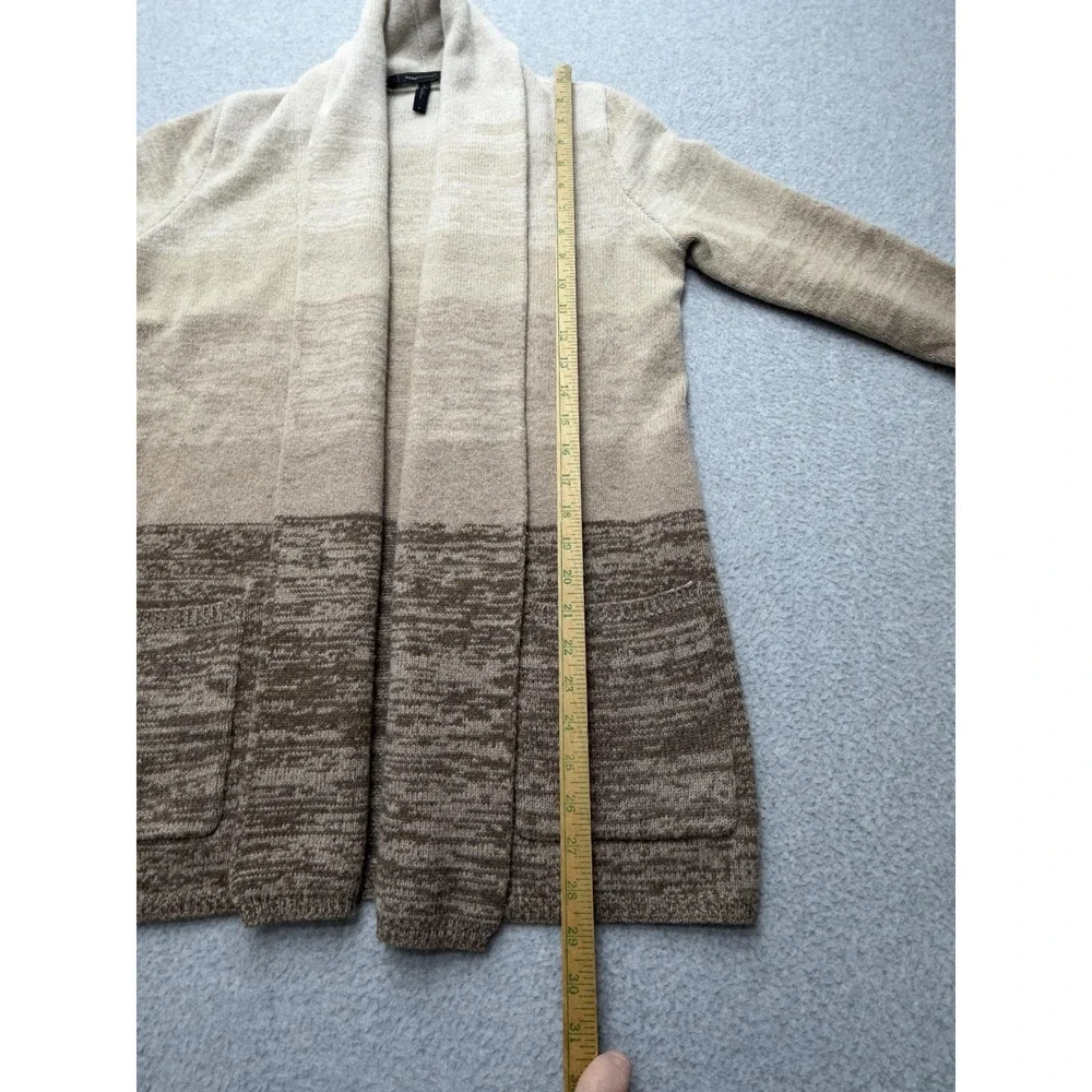 BCBGMAXAZRIA Sweater Cardigan Womens S Beige Wool Cashmere Open Pockets Knit